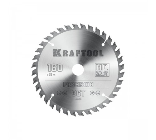 36952-160-20 Диск пильный по дереву KRAFTOOL PRECISSION 160х20мм 36Т
