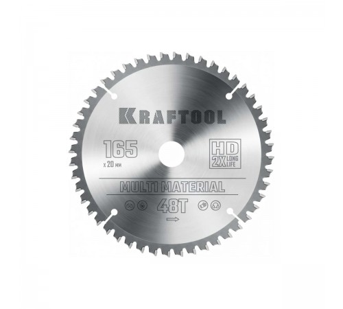 36953-165-20 Диск пильный по алюминию KRAFTOOL Multi Material 165х20мм 48Т