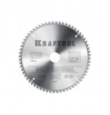 Диск пильный по алюминию KRAFTOOL Multi Material 216х30мм 64Т 36953-216-30
