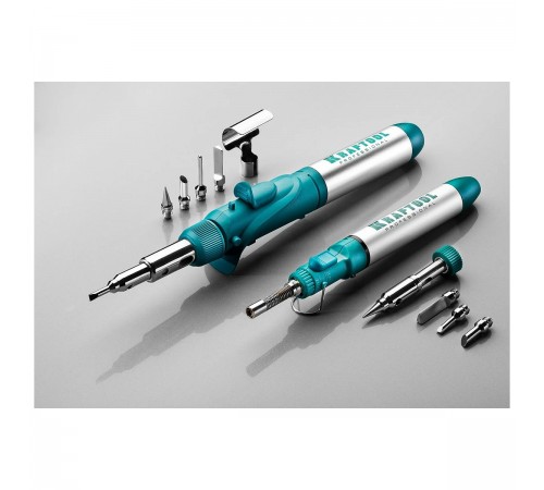 Паяльник газовый KRAFTOOL SolderGas, горелка, фен, пьезоподжиг, набор 10 в 1, 1300гр 55503-Н10