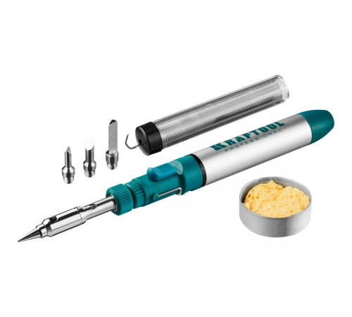 Паяльник газовый KRAFTOOL SolderGas, горелка, фен, набор 8х1, 70В, 30-70Вт, 1300°С 55504-Н8