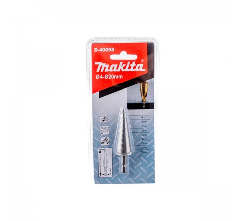 D-40098 Сверло ступенчатое Makita HSS c прямым желобком, 4-20, 1/4