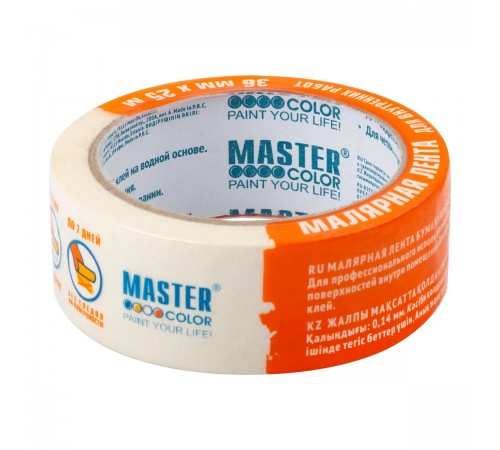 30-6103 Лента малярная MASTERCOLOR бумажная, термостойкая до 80С 36ммх25м