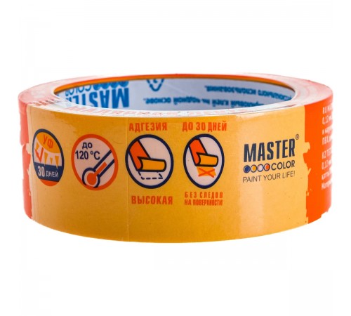 30-6123 Лента малярная MASTERCOLOR золотистая рисовая бум  100С, УФ стойкость до 30 дней 36ммх25м