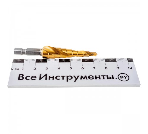 72353 Сверло ступенчатое Matrix 4-5-6-7-8-9-10-11-12мм, HSS,спиральный проф.шестигр. хвостовик
