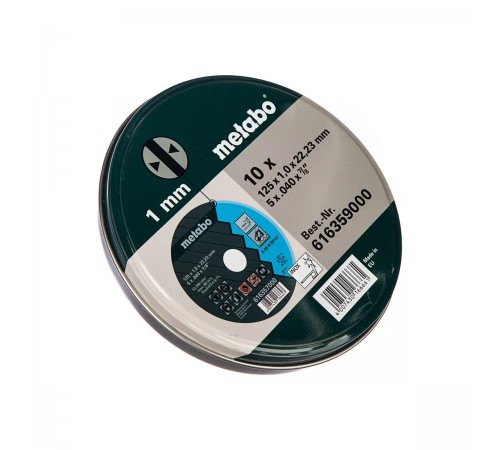 616359000 Диск абразивный по металлу Metabo 125х22х1,0мм, 10шт