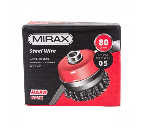 35144-080 Щетка чашечная усиленная для УШМ 0,5мм d=80mm MIRAX