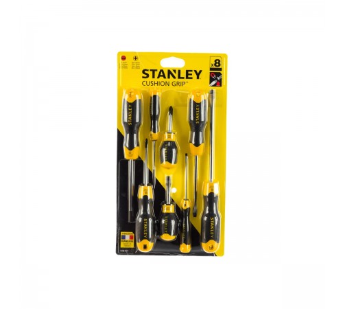 0-65-011 Набор отверток STANLEY CUSHIONGRIP под прямой шлиц и шлиц PHILLIPS из 8 шт.