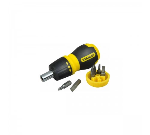 0-66-358 Отвертка STANLEY MULTIBIT RATCHET STUBBY c 6ю вставками