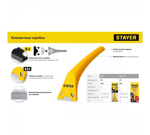 0851_z02 Скребок STAYER компактный 60мм
