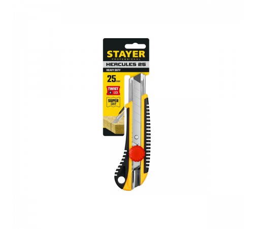 09141_z01 Нож STAYER HERCULES-25 с винтовым фиксатором, лезвия 25мм