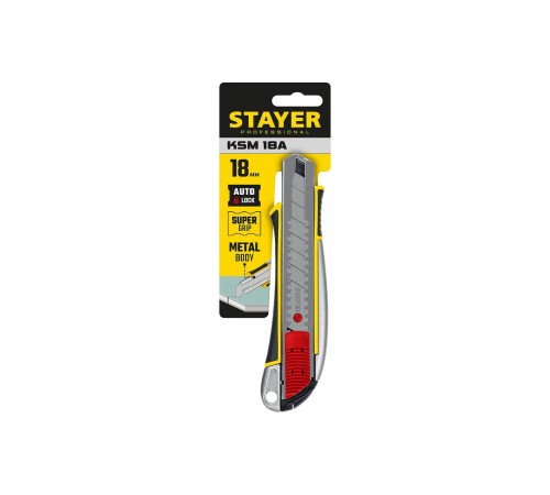 STAYER 18 мм, сегментированное лезвие, автостоп, нож KSM-18A 09143_z01