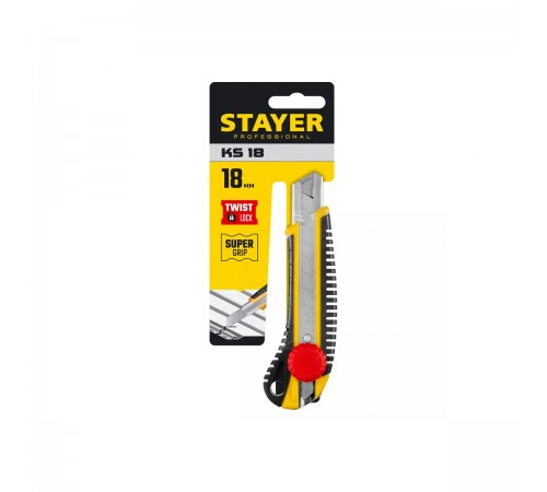 09161_z01 Нож STAYER KS-18 с винтовым фиксатором, лезвия 18 мм