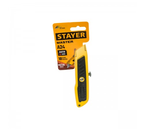 0921_z02 Нож STAYER Master А24 металлический универсальный с автостопом трап лезвия А24