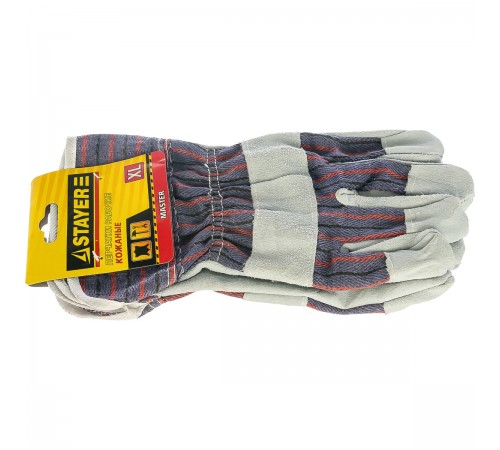 1130-XL Перчатки STAYER MASTER рабочие комб.кож. из спилка,XL