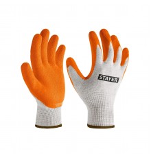 STAYER  ULTRA, L-XL, х/б перчатки с рельефным латексным покрытием, противоскользящие, 13 класс (11403-XL)