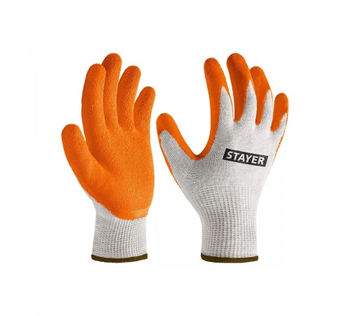 STAYER  ULTRA, L-XL, х/б перчатки с рельефным латексным покрытием, противоскользящие, 13 класс (11403-XL)