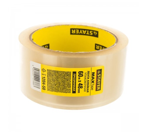 Клейкая лента STAYER Max Tape 48 мм, 60 м, 45 мкм, прозрачная 1204-50
