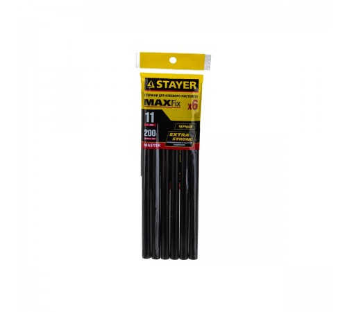 2-06821-D-S06 Стержни клеевые STAYER Black Professional, черные,11х200мм, 6шт.