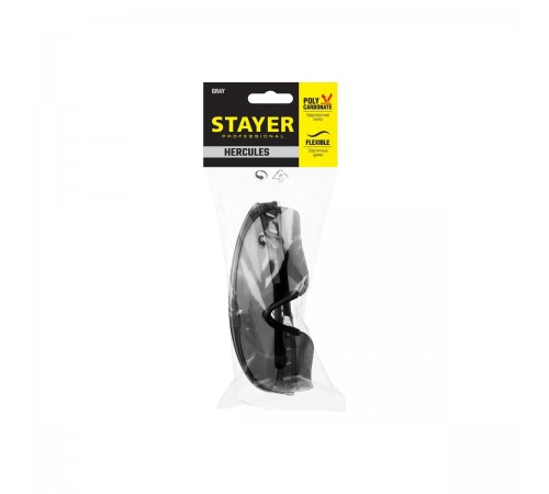 Очки защитные STAYER PRO-X открытого типа, серые, широкая монолинза 2-110432_z01