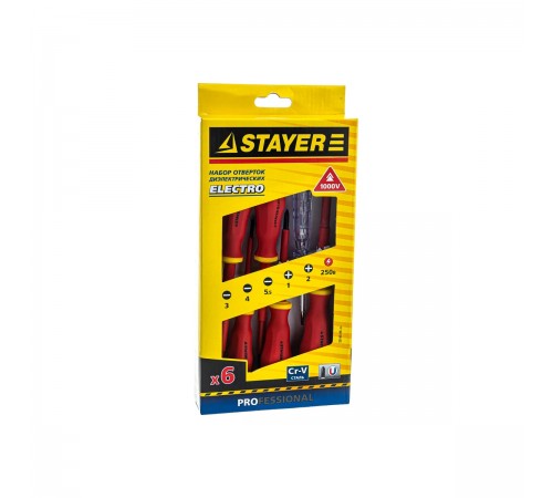 Набор отверток диэлектрических STAYER PROFI ELECTRO 100-250В 6шт 25145-Н6_z01