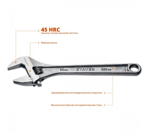 2725-25_z01 Ключ разводной STAYER MAX-Force 250/30мм