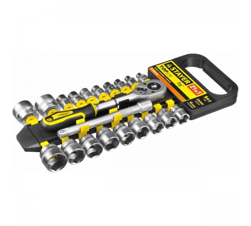 STAYER  RSS 21M, 21 предм., (3/8"), набор торцовых головок (27752-H21)