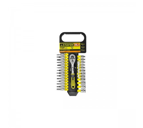 STAYER  RSS 28S, 28 предм., (1/4"), набор торцовых головок и бит-головок (27754-H28)