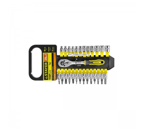 STAYER  RSS 28S, 28 предм., (1/4"), набор торцовых головок и бит-головок (27754-H28)