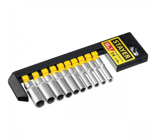 STAYER  RSS 10SD, 10 предм., (1/4"), набор торцовых головок (27759-H10)