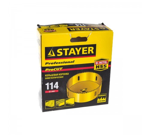 29547-114 Коронка STAYER PROFESSIONAL Би-металлическая, 114мм