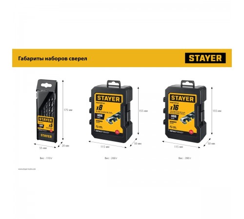 Набор сверл по металлу STAYER IMPACT READY HEX-1/4" 5шт 29603-Н5