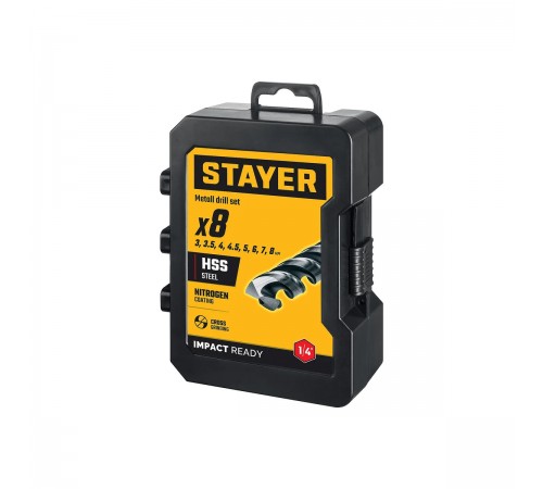 Набор сверл по металлу STAYER IMPACT READY HEX-1/4" 8шт 29603-Н8