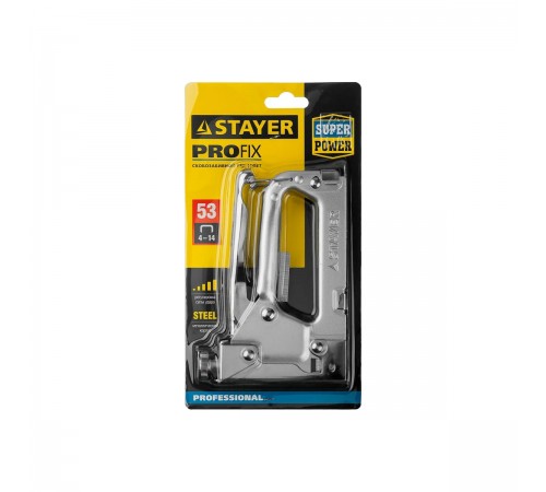 Степлер стальной STAYER PRO-53 тип 53 (A/10/JT21) 23GA (4-14мм), усиленный степлер для скоб,3150_z01