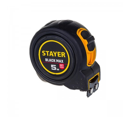 3410-05-25_z02 Рулетка STAYER BlackMax 5м/25мм в ударостойком корпусе с двумя фиксаторами