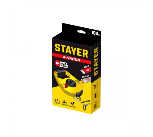 Мерная лента  STAYER RACER 100м, геодезическая, стальная 34186-100