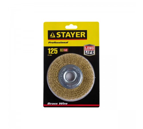 35122-125 Щетка дисковая для УШМ STAYER PROFESSIONAL 0,3мм 125мм*22мм