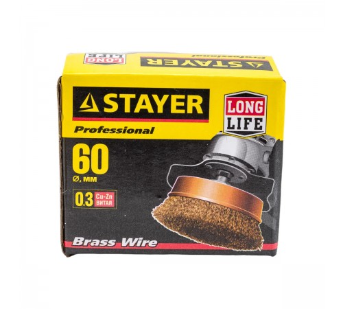 35125-060_z01 Щетка чашечная для УШМ STAYER PROFESSIONAL, витая стальная проволока 0,3мм, 60ммхМ14