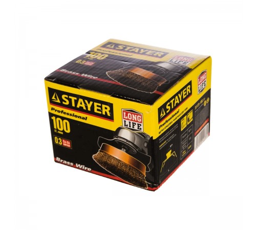 35125-100_z01 Щетка чашечная для УШМ STAYER PROFESSIONAL, витая стальная проволока 0,3мм, 100ммхМ14