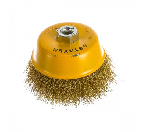 35125-125 Щетка чашечная для УШМ STAYER PROFESSIONAL, витая стальная проволока 0,3мм, 125ммхМ14