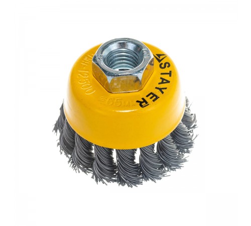 35128-065_ z01 Щетка чашечная для УШМ STAYER PROFESSIONAL, жгут. стальная проволока 0,5мм, 65ммхМ14