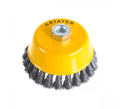 35128-120 Щетка чашечная для УШМ STAYER PROFESSIONAL, жгутиров.. стальная проволока 0,5мм, 120ммхМ14