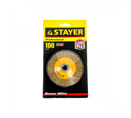 35133-100 Щетка коническая для УШМ STAYER PROFESSIONAL,  витая стальная проволока 0,3мм, 100ммхМ14