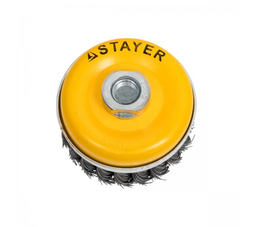 35137-080 Щетка чашечная усиленная для УШМ STAYER PROFESSIONAL, стальная проволока 0,5мм, 80ммхМ14