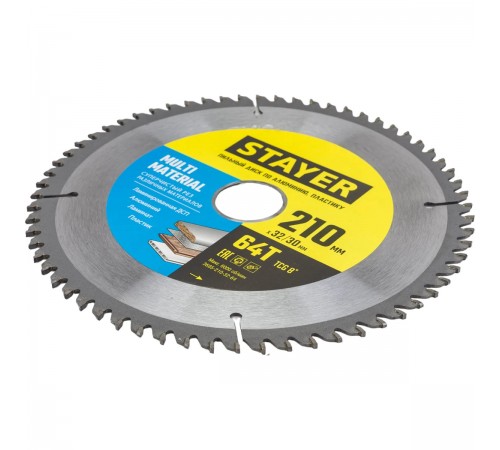 Диск пильный по алюминию STAYER Multi Material, 210х32/30 мм, супер чистый рез 3685-210-3264