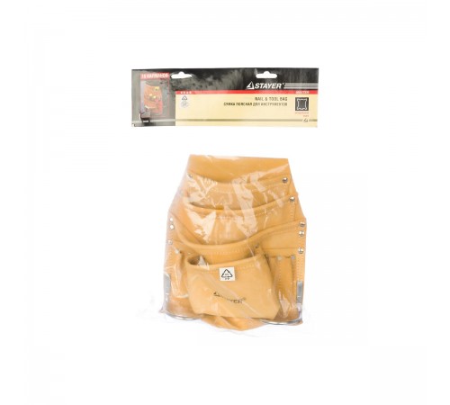 38505 Сумка поясная STAYER MASTER для инструментов кожаная 8 карманов 2 скобы
