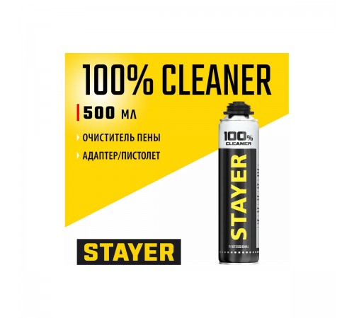 STAYER  100% Cleaner, 500 мл, очиститель монтажной пены, Professional (41139)