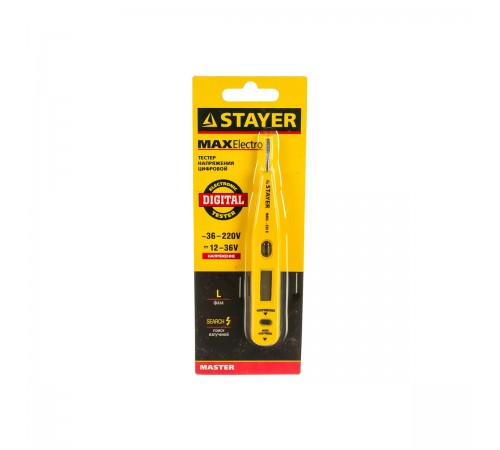 45290 Тестер напряжения STAYER MASTER MAXElectro цифровой со световым индикатором 12-220В, 125мм