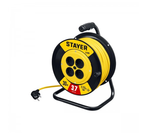 STAYER  S-225 ПВС 2х2.5 30м 3750Вт,  Силовой удлинитель на катушке (55070-30)