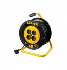 55073-40 Удлинитель на катушке STAYER MS 207, 2200Вт, ПВС 2х0,75 мм2, 4 гнезда, 40м